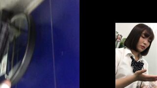 顔出し声かけ-水色サテンのエロカワ制服にぶっかけ後に声かけ voyeur jp 01-210526